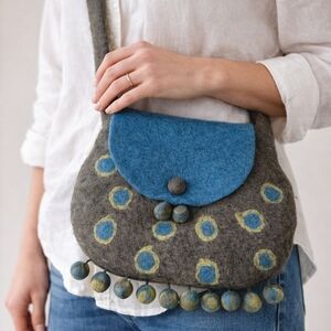 Artisan Blue and Gray Crossbody Bag